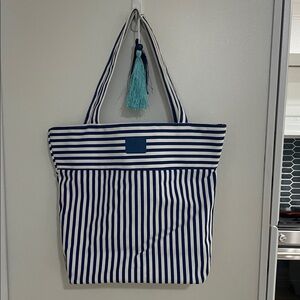 Obagi Blue and White Striped Tote Bag